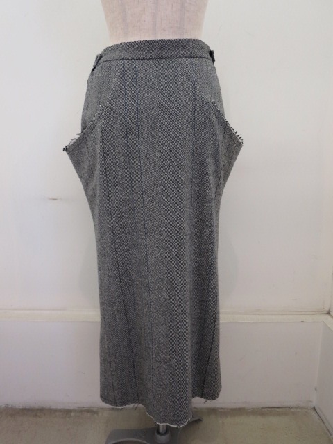 総丈89cm【新品未使用】Y's ヨウジヤマモト　ウール100%　ツイードタイトスカート