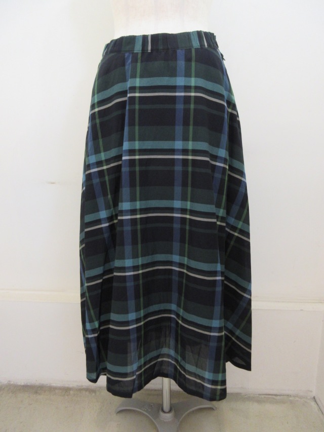 KEI Hayama PLUS スカート　新品 Vert キュプラコットン先染めフレアスカート(裏地付き)（フレア