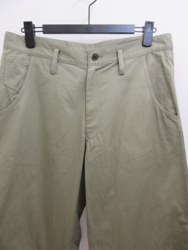 Y's ワイズ /// ウールパンツ カーキ size 2 Y's YOHJI YAMAMOTO (ワイズ ヨウジヤマモト) 綿ツイルマチ入り