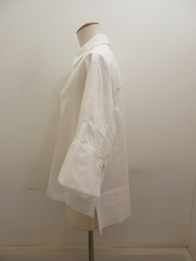 Y’s ワイズ コットンツイル ダブルフロント オーバーサイズシャツ 白 L Y's ワイズ コットンツイル ダブルフロント オーバーサイズ シャツ
