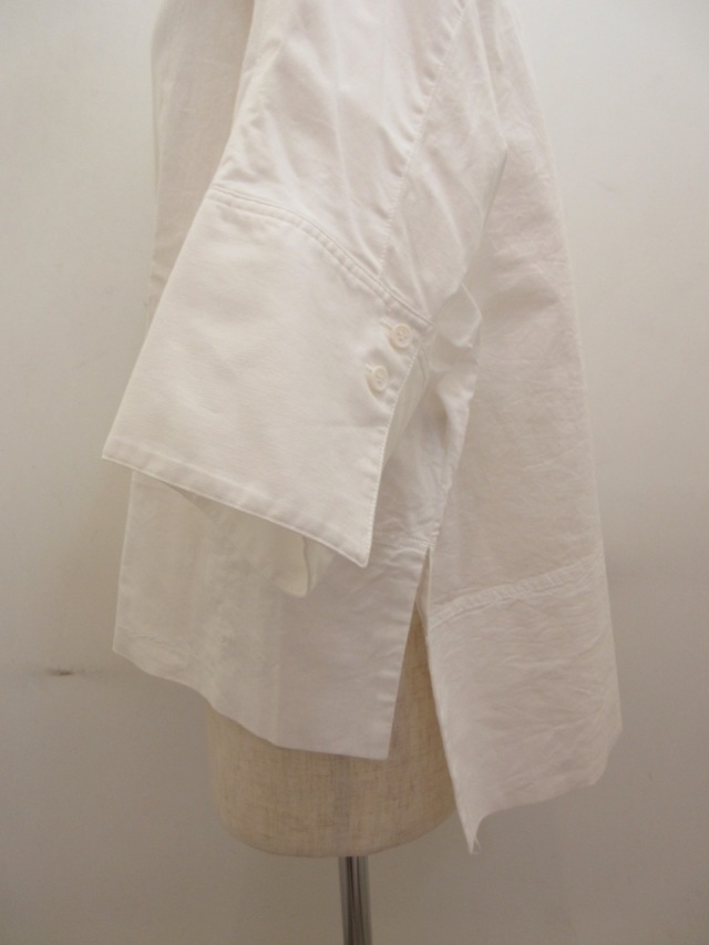 ワイズ ヨウジヤマモト アシンメトリー レースシャツ ブラウス コットン 白 Y's YOHJI YAMAMOTO (ワイズ ヨウジヤマモト) コットン薄ツイル